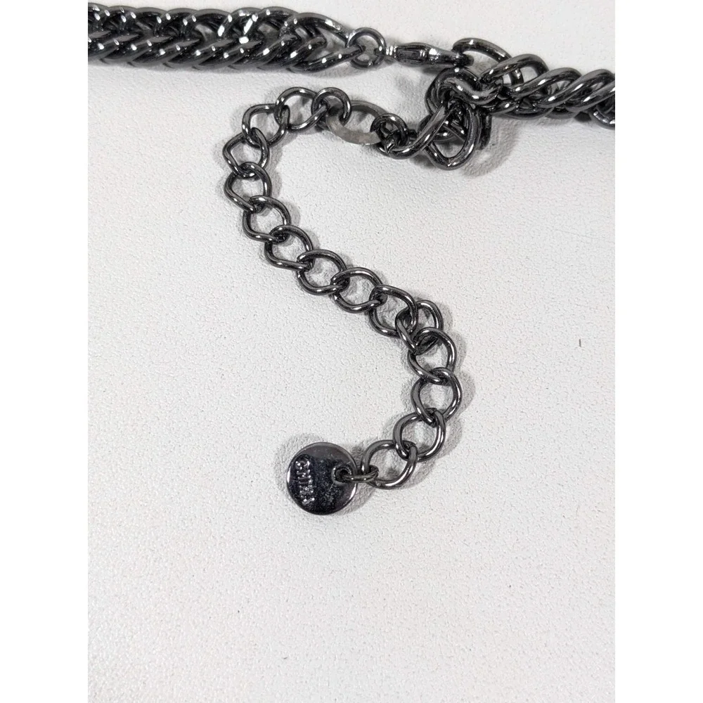 Gunmetal Gray Beige Glass Bead Woven‎ Bib Statement Necklace Fringe 20